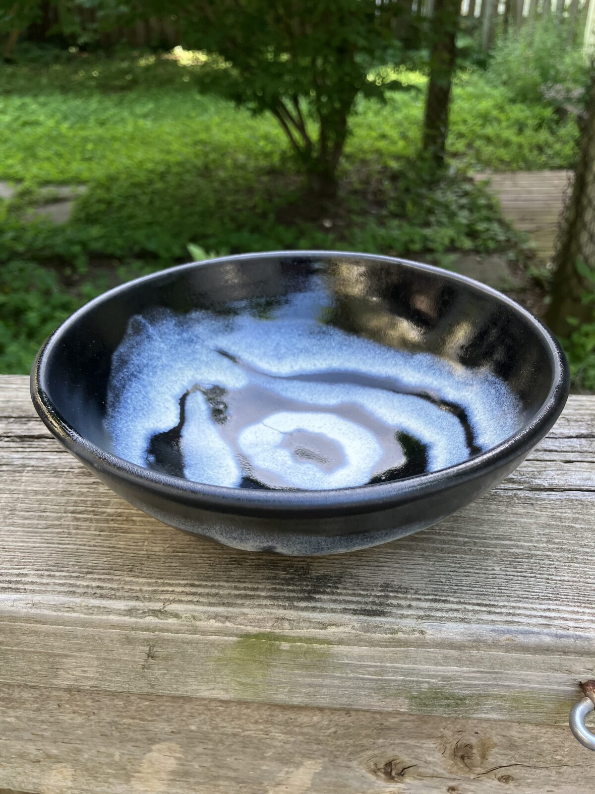 Black and white swirl ceramic bowl