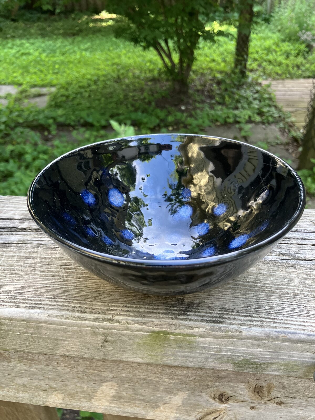 Dark indigo blue ceramic bowl