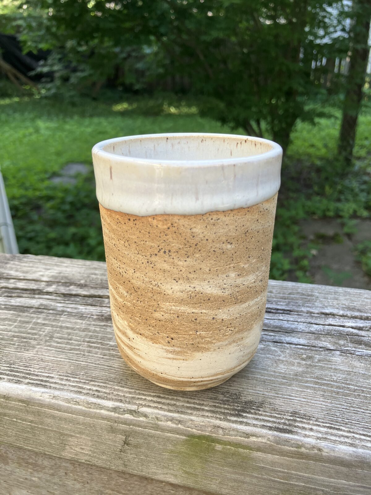 Sand and cream speckled ceramic tumbler