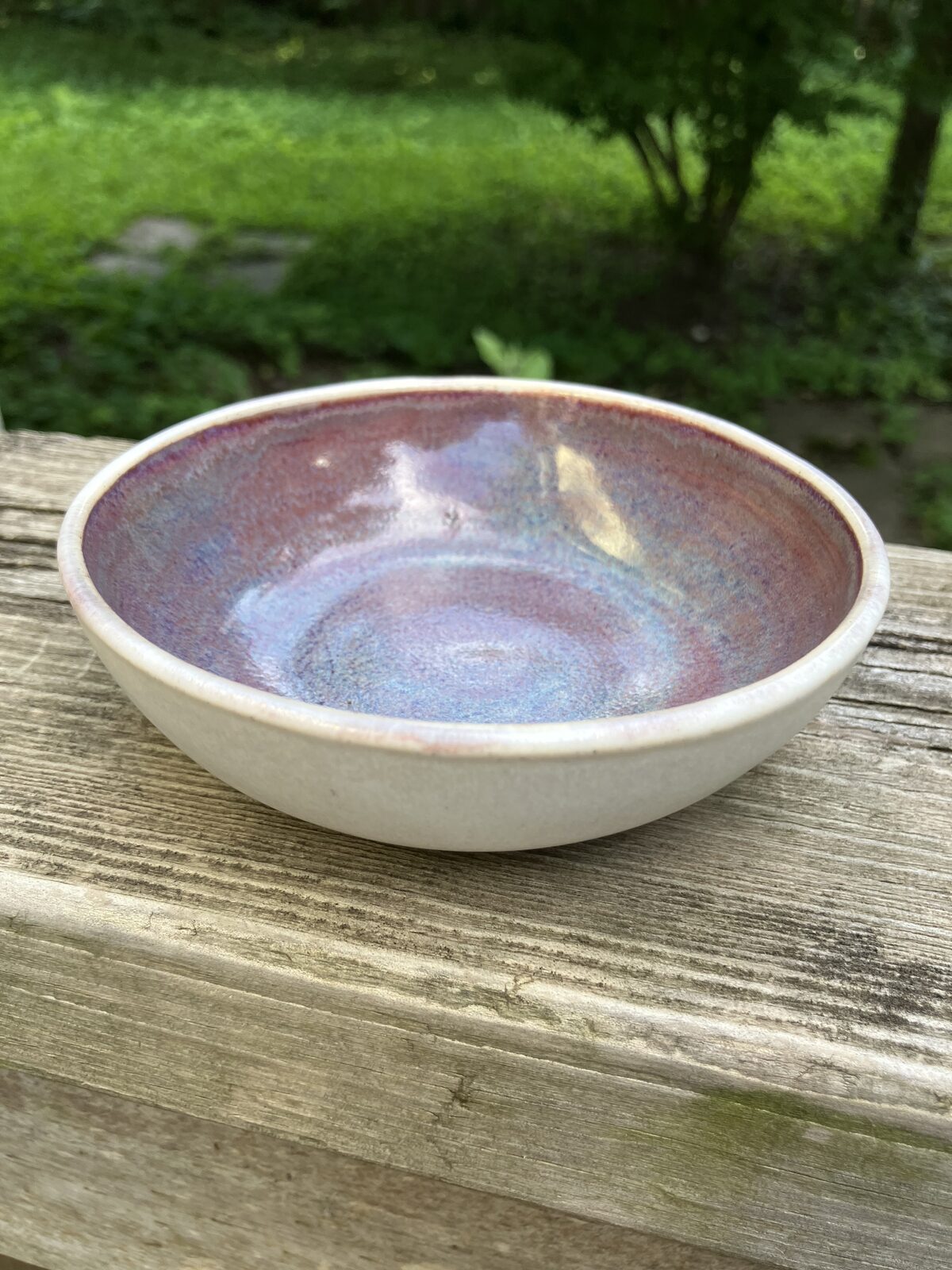 Mauve speckled ceramic bowl