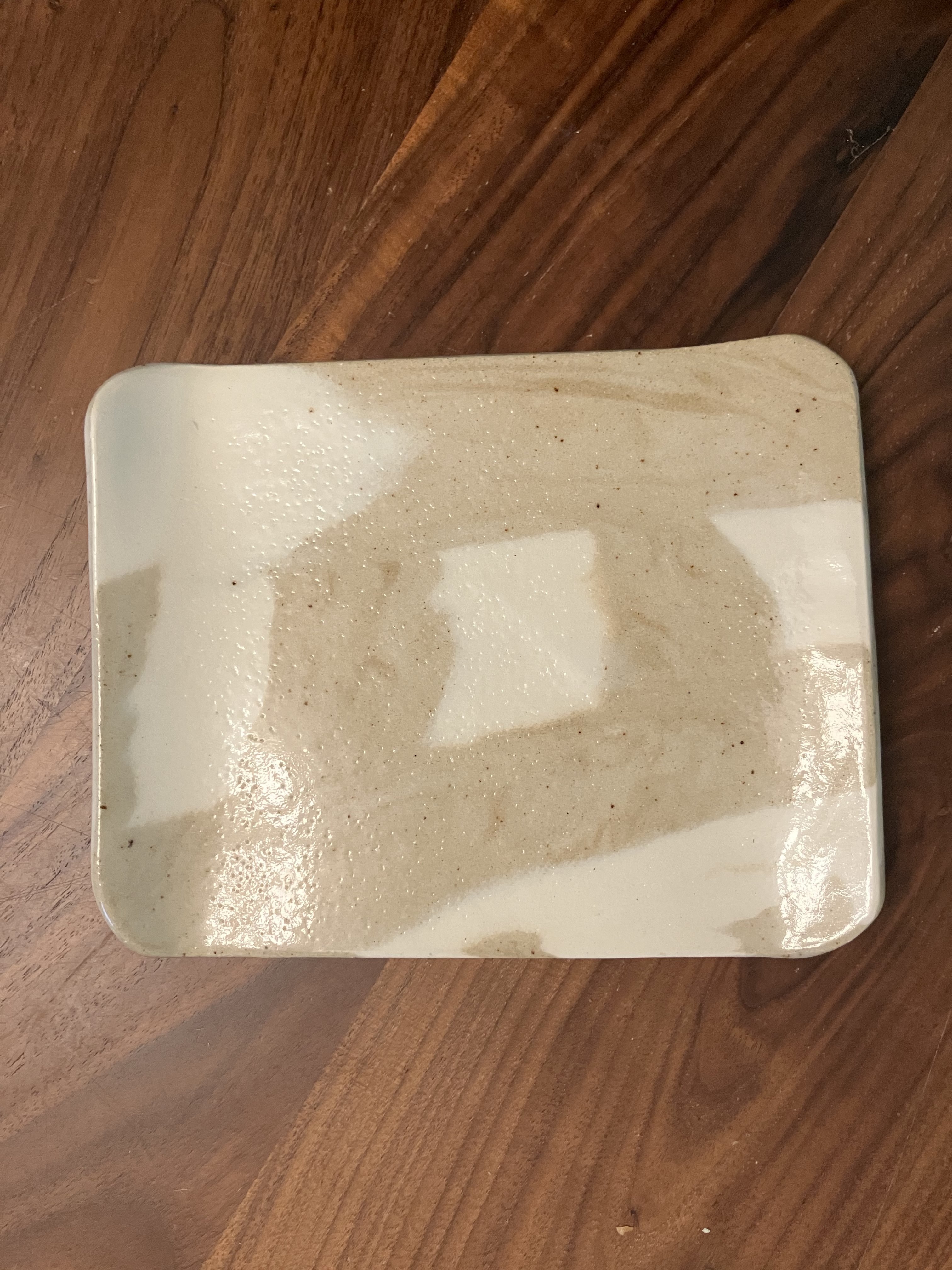 Cream and tan mini trinket tray