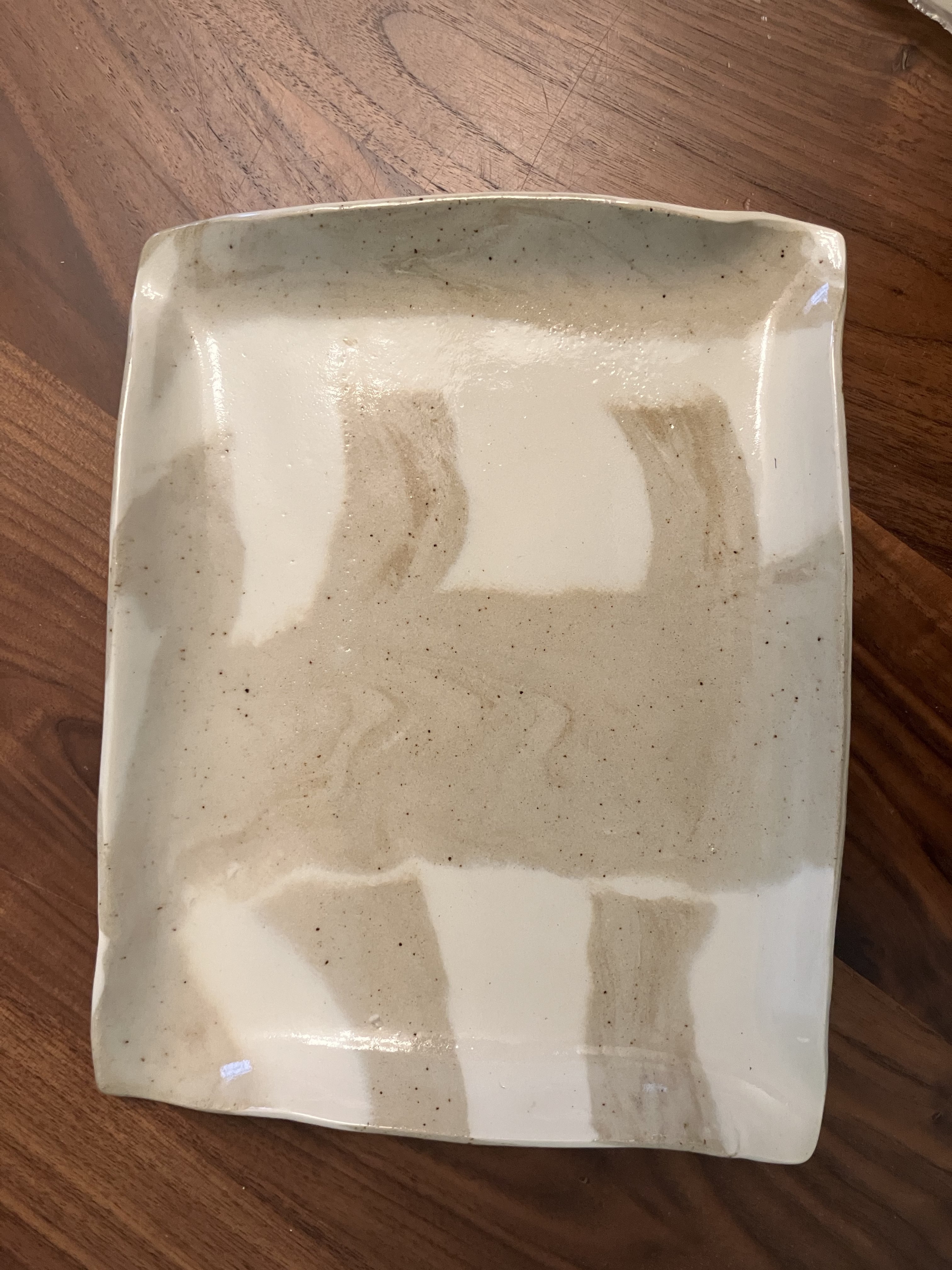 Cream and tan trinket tray